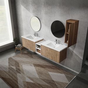 84\" Wall Mounted Bathroom Vanity Sink <b>Side</b> Cabinet Soft Close Doors 00112IMO 00636IMOx2 0612GWH Combination Cabinet Bathrooms - Product Image 3