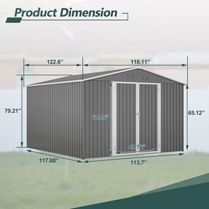 Caseta de Almacenamiento Metálica Grande para Exteriores de 10 x 10 Pies, Estructura Reforzada con Puertas con Cerradura, Caseta de Jardín con Acceso al Patio Trasero - Product Image 2
