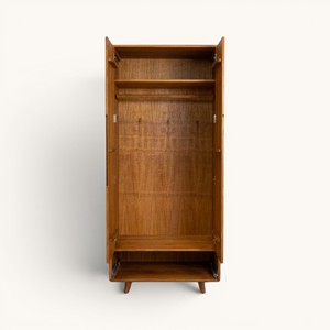 Armario de Dormitorio Moderno de Mediados de Siglo, Ecológico, de Madera de Teca Sólida, con Tiradores Metálicos, Cajones Hechos a Mano, 2 Puertas - Product Image 2