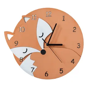 新しい到着木製壁時計フォークデザイン手作り高品質マット仕上げ時計2シェード時計壁家の装飾用