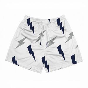Shorts de basketball unisexe Hnz sans manches blancs à rayures rouges et noires, taille élastique avec cordon de serrage, coupe ample en Spandex - Product Image 6