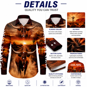 Camisa Clásica Personalizada con Botones, Estampado por Sublimación, Manga Larga, Transpirable, UPF 50+, para Ranch, Cowboy, Trucker, Pesca y Aventura - Product Image 1