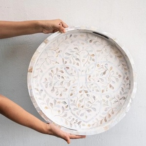 Imperial Crafted Home Handmade <b>MOP</b> Serving Tray <b>Handle</b> Geometric Pattern Horizontal Design Modern Decorative Single-piece - Product Image 4