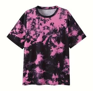 Men's <b>Tie</b>-Dye O-Neck Short Sleeve <b>Knitted</b> Casual Regular Fit Patterned Style Quick Dry 180g T-Shirt - Product Image 4
