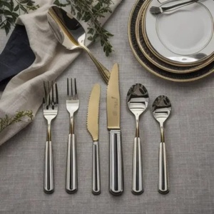 18/10 Mirrored Steel Resin Luxury European GOOD DESIGN Vintage Flatware <b>Set</b> Portability Wedding Spoons Metal Forks Uttar Pradesh - Product Image 3