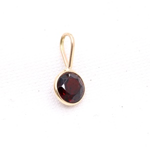Natural Red Garnet 14K <b>Solid</b> <b>Gold</b> Bezel Solitaire Pendant | Dainty Gemstone <b>Charm</b> Fine Jewelry Gift for Women - Product Image 4