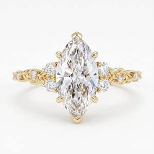 Anillo de Compromiso de Lujo RIZTA JEWEL con Diamante Cultivado en Laboratorio, Corte Marquesa, Color E, Certificado IGI, Oro de 14K, Engaste de Puntas, para Boda - Product Image 1