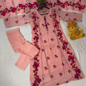 Conjunto de Top, Pantalón y Dupatta de Algodón Estampado para Mujer, Corte Regular, Completamente Cosido, Traje Étnico de Algodón Puro, Vestido Tradicional - Product Image 1