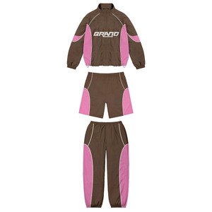 280 GSM Polyester Taslon Blue <b>Green</b> Panel Windbreaker Short Set Sublimation Logo Street plus size - Product Image 6