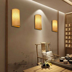 Bamboo Wall Lamp with Handwoven Design Natural Material and Soft Ambient Lighting Ideal for Interior Decoration Hospitality - Product Image 2