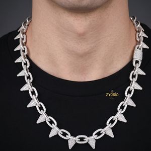 925 Silver Pave Spike Link <b>Necklace</b> Bold <b>Statement</b> Chain <b>Necklace</b> for Women - Product Image 1