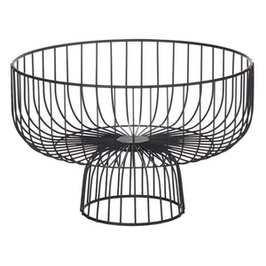 Corbeille à fruits en fil métallique noir mat avec base sur pied, support de rangement moderne, écologique, pour la cuisine - Product Image 3