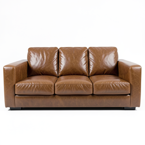 Sofá Contemporáneo para Salas de Estar, Hecho a Mano con Cuero Vacuno Genuino, Brazos Cuadrados, Estructura Sólida y Duradera - Product Image 2