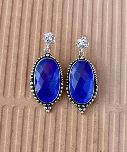 Boucles d'oreilles pendantes en argent sterling Tanzanite, ovales et massives, bijoux en pierres précieuses faits à la main, cadeau élégant pour femmes - Product Image 4