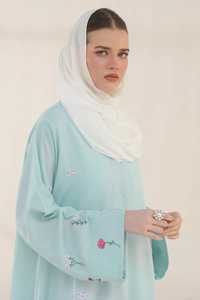 Muslim Dubai Islamic Clothing Abaya Designs Floral Embroidery Hijab Abaya <b>Set</b> <b>Modest</b> Open Abaya Women Muslim Dress - Product Image 2