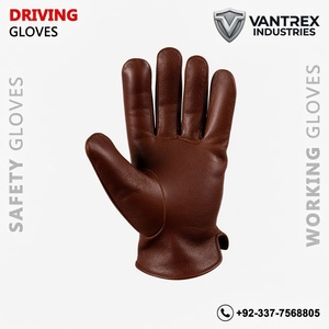 Gants de conduite en cuir marron, non doublés, thermiques, longueur poignet, style uni, pour usage extérieur - Product Image 4