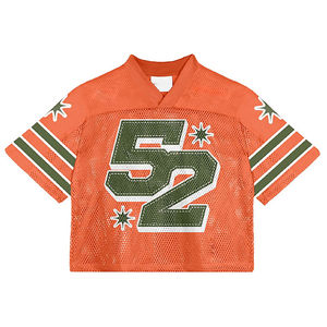 Trendy Streetwear Retro <b>Crop</b> Breathable Short Sleeve American Football Shirt Custom Sublimated Printing Mesh Jersey Custom - Product Image 1