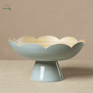 Floral Long Stand <b>Bamboo</b> Pedestal <b>Bowl</b> Handcrafted with Elegant Flower Form Eco-Friendly Modern Design for Party Use - Product Image 1