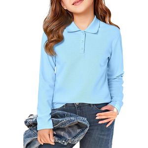 Camisetas Polo de Manga Larga para Niños, Personalizadas para Niñas, Cuello Clásico, Ropa Escolar Elegante, Camisetas Polo Casuales Modernas - Product Image 6