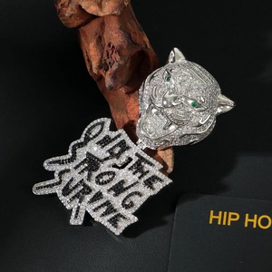 Hip Hop Panther Head Moissanite <b>Pendant</b> 925 <b>Silver</b> Rhodium Plated Micro Pave Charms Men's Jewelry Custom <b>Initial</b> Letter <b>Pendant</b> - Product Image 2
