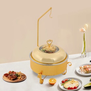 ถาดอุ่นอาหารสแตนเลสสตีลสีทองหรูหรา ดีไซน์ฝาปิดแบบแขวน ราคาประหยัด - Product Image 3