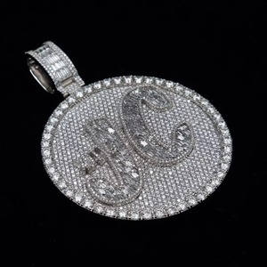 Rapper Bling Jewelry Custom Iced Out Letter Name <b>Pendant</b> Solid 925 Sterling <b>Silver</b> Moissanite Diamond <b>Initial</b> Letter <b>Pendant</b> - Product Image 4