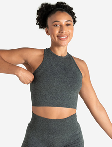 Venta al por mayor OEM: Tops de gimnasio tipo racerback, ropa de entrenamiento, tops de tirantes acanalados de algodón para mujer, ropa urbana personalizada con bordado para mujer - Product Image 4