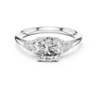 Anillo de Compromiso de Lujo con Tres Diamantes Cultivados en Laboratorio con Corte Cojín para Mujer, Chapado en Oro Rosa de 10K, 14K, 18K, Joyería Nupcial