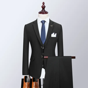 Black Striped Double Breasted Tuxedo <b>Men</b> Formal Party Suit Three Piece Vest Pants Classic Luxury Tailored <b>Men</b>’s Suits Sets - Product Image 1