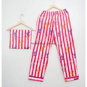 Conjunto de pijama informal indio suave 100% algodón con lindas rayas de escorpio, tela tejida con estampado de bloques, ropa de dormir, regalo para mujer - Product Image 4