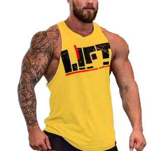 Camiseta sin mangas gris para hombre con estampado de logo, cuello en V, estilo deportivo, transpirable, de poliéster, para entrenamiento, con logo frontal - Product Image 3