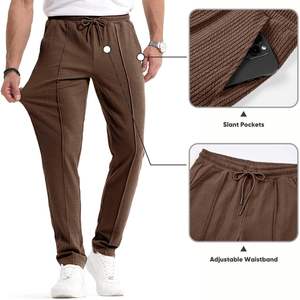 กางเกงสลิมฟิตลำลองสำหรับผู้ชาย2025น้ำหนักเบามีกระเป๋าผ้ายืดแบบถักพื้นผิวเชือกรูดมีซิปจีบตกแต่ง - Product Image 2
