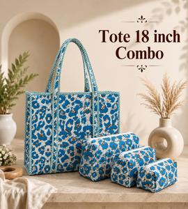 Sac fourre-tout vintage vert à imprimé fruits de 18 pouces avec 3 trousses de maquillage zippées, poignée souple, ensemble multifonction grande capacité - Product Image 1
