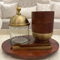 Encens Bakhoor artisanal luxueux avec charbon cylindrique et pot de rangement en verre pour une décoration élégante de la maison
