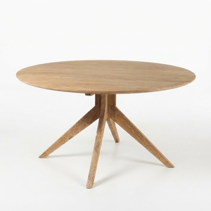Mesa de centro redonda de madera premium, minimalista, de madera maciza de teca, mesa de té circular para sala de estar, mesa baja con estructura central para espacios y unidades. - Product Image 1