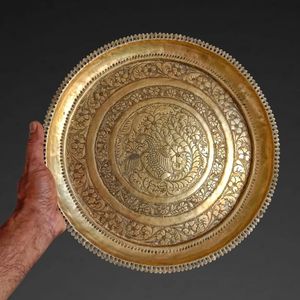 Polished Brass Mandi Thal Vintage <b>Decorative</b> <b>Plate</b> For Indian Wedding Ceremonies And Temple Ritual Usage - Product Image 3