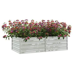 Grandes jardinières et bacs à fleurs surélevés en acier galvanisé argenté - Product Image 3