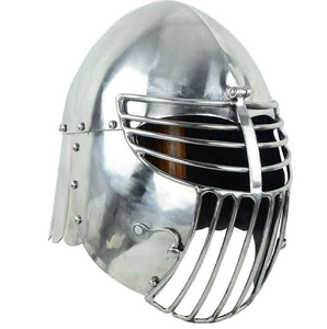 Casque bascinet à visière surélevée en forme de crâne de chien, fabriqué en acier avec aventail en maille de fer intégré, disponible à prix de gros - Product Image 6