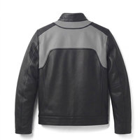 Veste en cuir pour homme, fermeture éclair intégrale, col montant, poches zippées, design moderne et intérieur doux
