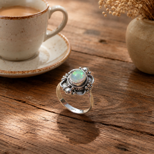 Natural Rajasthan Opal Oval Vintage Inspired Bezel Setting <b>Statement</b> <b>Ring</b> 925 Sterling <b>Silver</b> Rose Gold/Yellow Gold Plated - Product Image 5