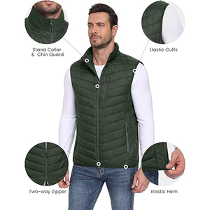 LEAFITS Packable Men Winter Puffer Vest Outerwear Eco-Friendly Heated <b>Lightweight</b> Water Resistant Quilted Puffy <b>Gilet</b> Chest - Product Image 3