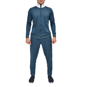 Ensemble de survêtement gris pour homme avec blocs de couleur, fermeture éclair intégrale, capuche, style sportif, respirant, en polyester, pour l'automne, coupe classique, poches latérales - Product Image 4