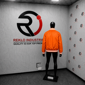 Veste universitaire orange pour homme Reklo Industries, couleur unie, col rabattu, coupe classique, vêtements d'hiver décontractés, respirante, écologique - Product Image 4
