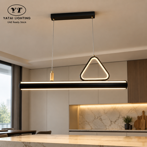 Lámpara colgante LED lineal moderna de metal negro, 3000K blanco cálido, ajustable, para comedor, isla de cocina - Product Image 1