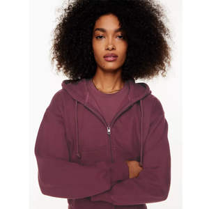 Hoodies pour femmes élégants et tendance, effet délavé à l'acide, coupe courte, avec impression de logo personnalisé, style délavé à la pierre, crop top - Product Image 3