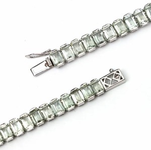 Green Amethyst Stone <b>Charm</b> Bracelet 925 Sterling <b>Silver</b> Emerald Cut 6x4mm Third Party Certified Luxury Fine Jewelry for Women - Product Image 4