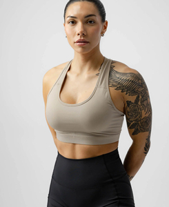 Women's Solid Color Racerback Sports Bra Medium Support Seamless Scoop <b>Neck</b> Breathable Adjustable Straps Removable <b>Pads</b> Fitness - Product Image 1