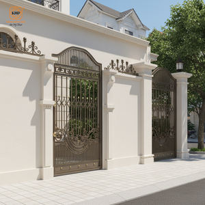 Puerta Lateral de Entrada Exterior Moderna de Lujo, Hierro Forjado, Vidrio Teñido, Personalizable, Modelado 3D, Casas de Campo, Vietnam, Exterior - Product Image 2