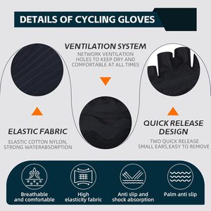 Gants de cyclisme - Gants de vélo mi-doigts pour hommes et femmes - Product Image 4
