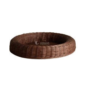 <b>Round</b> Rattan Storage Tray Minimalist Design for Desk Neatening and Organization Single Tier Multifunctional Woven <b>Basket</b> - Product Image 2